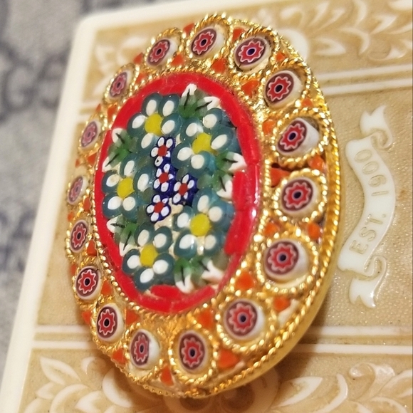 Vintage Micro Mosaic MINT Brooch - Picture 6 of 7